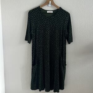 Ava Sky Fighting Eel Green Black Geometric Stretch Dress Medium